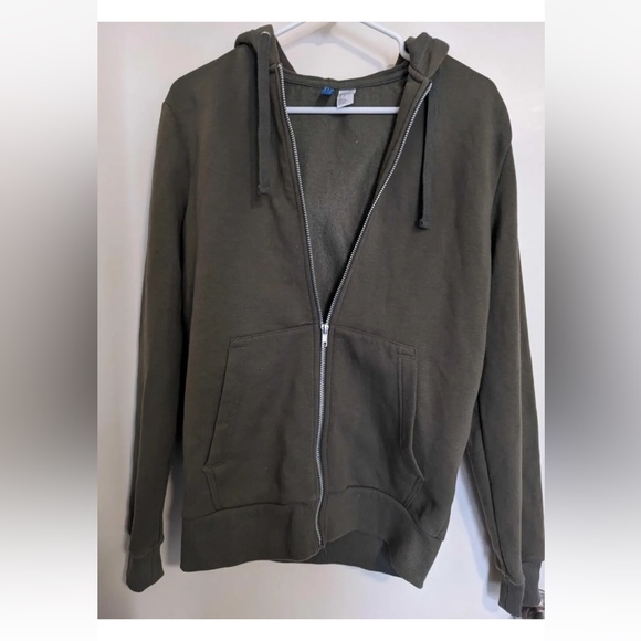 H&M Basic Zip Hoodie Sweater - Dark Green - Size Small - Picture 4 of 7